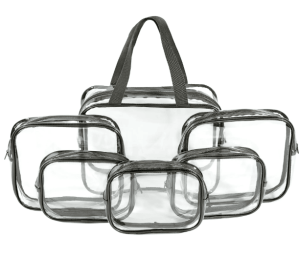 Makeup and Cosmetic PVC Bag Set, Clear, 6-Piece