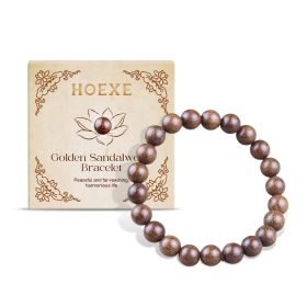 Hoexe Gold Wire Sandalwood Bead Hand Daily Wear Decoration Simple Fashion 100 With Decorative Wooden Bead Bracelet