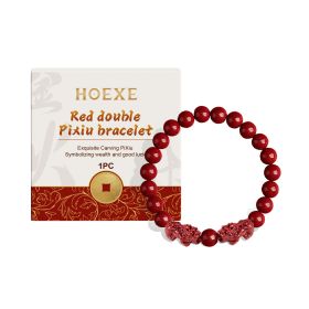 Hoexe Red Double Pixiu Hand String Design Sense Bracelet Men And Women Universal Couple Hand Ornaments Portable Daily Gifts